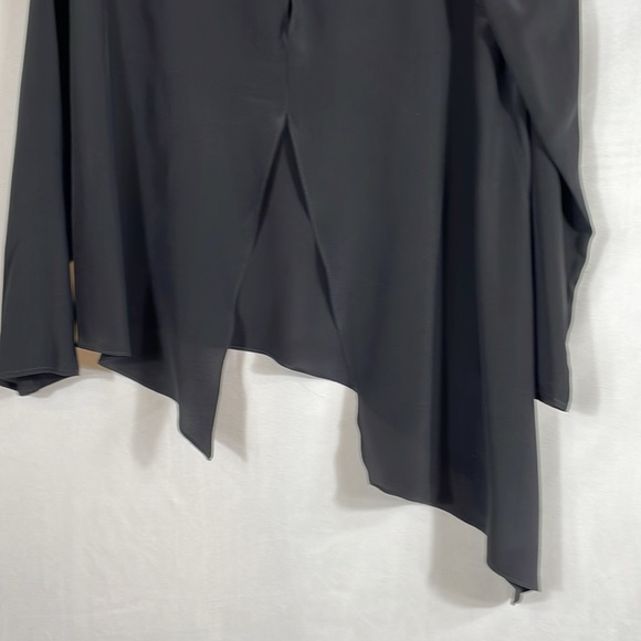Amanda Uprichard Top Blouse Size L Black Silk Long Sleeve Asymmetrical Hem EUC - Picture 4 of 8